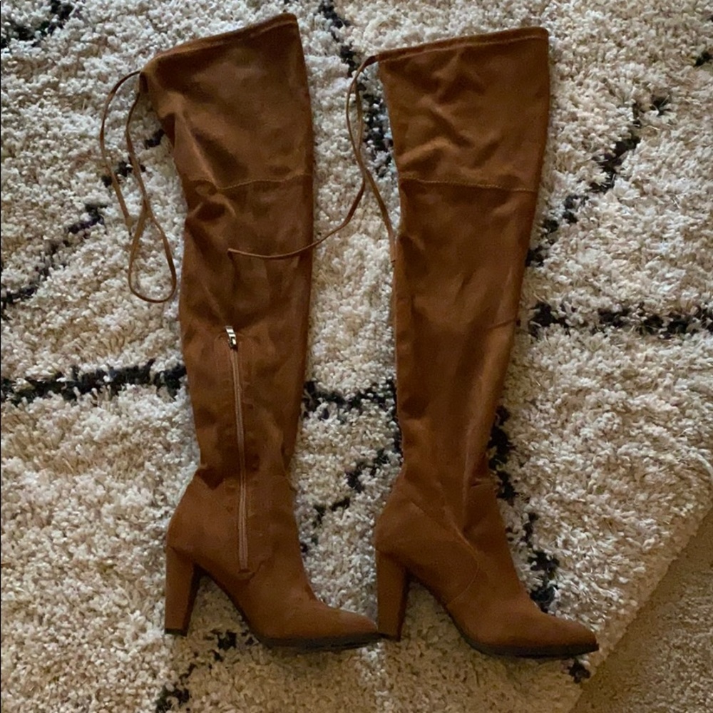 Over the knee tie boots